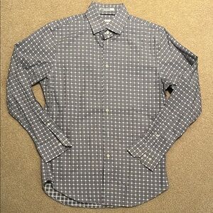 Men's No-Iron Blue Checkered Dress Shirt